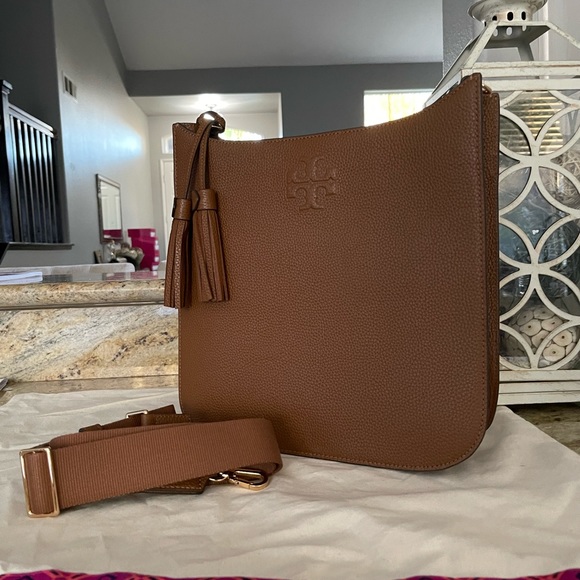 New Tory Burch Thea web large shoulder / crossbody bag moose - Picture 3 of 10
